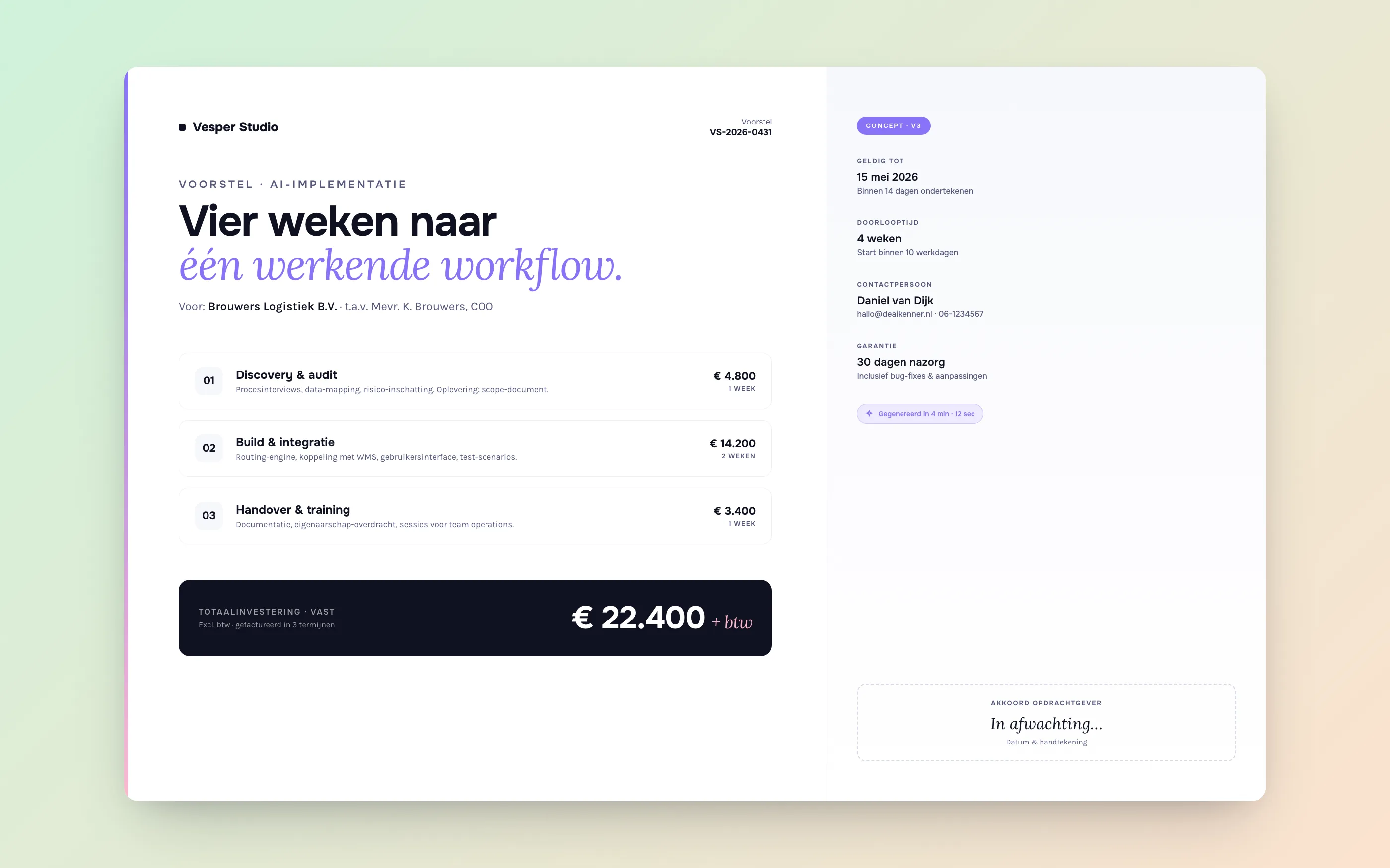 Offerte-generator: gepersonaliseerde proposal in 4 minuten